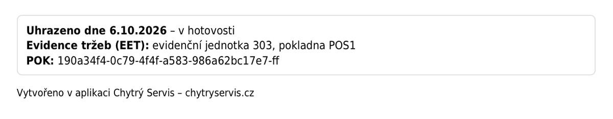Potvrzovací kód POK na faktuře